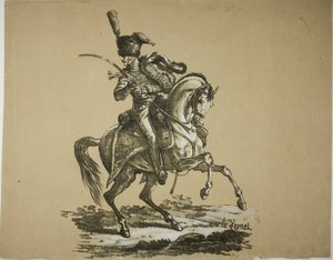 Královská garda, jízdní husar a kůň, č. 6 od Carle Vernet