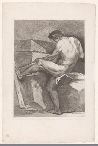Akademická studie mužského aktu tahajícího za provaz Šest akademických studií (název série) Six Figures academiques (název série) od Carle van Loo