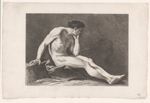 Akademická studie sedícího mužského aktu Šest akademických studií (název série) Six Figures academiques (název série) od Carle van Loo
