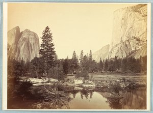 Dolů údolím, El Capitan a Cathedral Rocks od Carleton E. Watkins