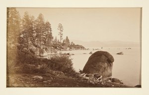 Čtyři železniční scény a čtyři pohledy na jezero Tahoe: Lake Tahoe z Artist Point od Carleton E. Watkins