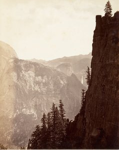 Celkový pohled na Yosemite, ca. 1872, vytištěno ca. 1876. od Carleton E. Watkins.