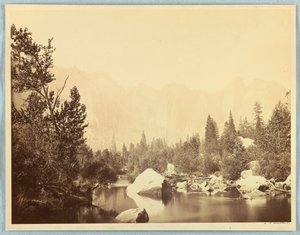 Pohled na řeku Merced, Yosemite od Carleton E. Watkins