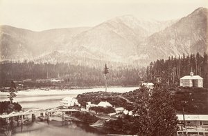 Cascades, Oregon, 1867, vytištěno ca. 1876. od Carleton Emmons Watkins
