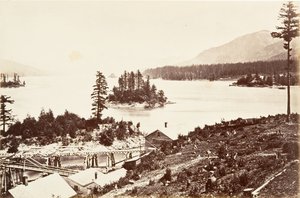 Ostrovy v Upper Cascades, Oregon, 1867, vytištěno ca. 1876. od Carleton Emmons Watkins