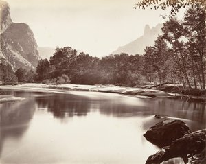 Pohled nahoru Yosemite Valley, ca. 1872, vytištěno ca. 1876. od Carleton Emmons Watkins