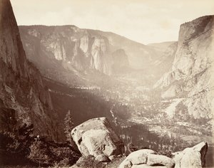 Yosemitské údolí z Union Point, ca. 1872, vytištěno ca. 1876. od Carleton Emmons Watkins