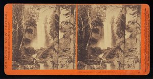 Obrázek z Vernalského pádu při nízké vodě, 300 stop, Yosemitské údolí, Mariposa County, Cal od Carleton Watkins
