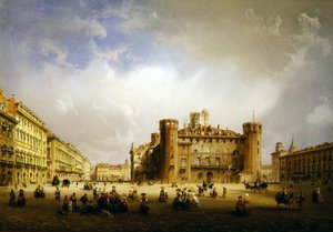 Piazza Castello, Turín, 1852 od Carlo Bossoli