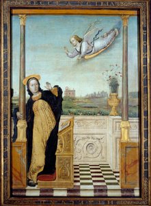 Zvěstování. Centrální panel triptychu. Obraz Carlo Di Giovani Braccesco (1478-1501)