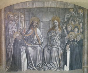 Kristus dává svět svatému Dominikovi v přítomnosti Panny Marie, freska Carlo Braccesco