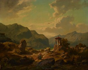 Horská krajina s jezerem od Carlo Brioschi
