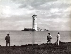 Marzocco Tower v Leghornu (Livorno), Itálie, kolem roku 1890 (skleněná deska)