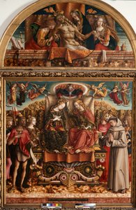 Korunovace Panny Marie Nejsvětější Trojicí a svatými od Carlo Crivelli