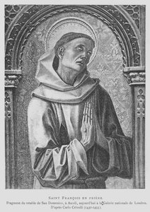 Svatý František z Assisi se modlí (litho) od Carlo Crivelli