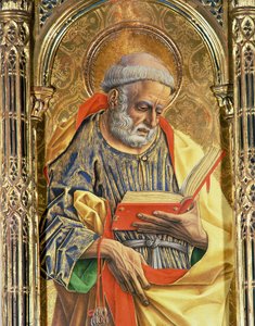 Svatý Petr, detail z polyptychu SantEmidio, 1473 tempera na detailu panelu 76636 od Carlo Crivelli
