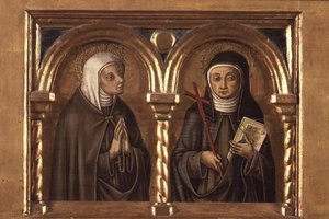 Neznámá žena a svatá Klára z Assisi (panel predella) (detail 57606) od Carlo Crivelli