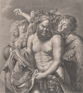 Bakchus v doprovodu Bacchante a fauna, 1768 od Carlo Faucci