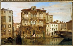 Maria Taglioni v gondole před její budovou v Benátkách, Carlo Ferrari (1813-1871) od Carlo Ferrari