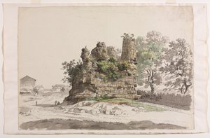 Takzvaný hrob bratří Curiatiů v Albanu, s kostelem Madony..., c 177