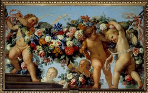 Láska a girlandy květin Malba Carla Maratty (1625-1713) 17. století Sun. 1,06 x 1,73 m od Carlo Maratta or Maratti
