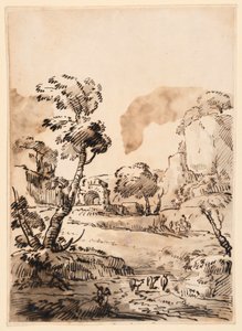 Kresba, Pastorální krajina, 1760-1780 od Carlo Marchionni