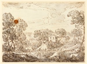 Kresba, Selské obydlí v dřevinách, 1750-1770 od Carlo Marchionni
