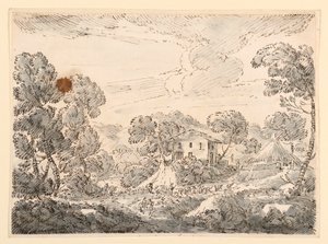 Kresba, Selské obydlí v dřevinách, 1750-1770 od Carlo Marchionni