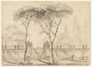 Kresba, U brány vily, 1770-86 od Carlo Marchionni