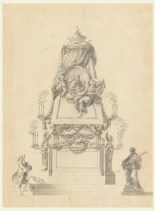 Kresba, Katafalk pro krále, asi 1765 od Carlo Marchionni