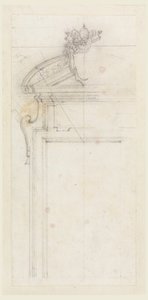 Kresba, návrh dveřní skříně, 1725-50 od Carlo Marchionni