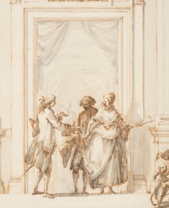 Kresba, Návrh severního portálu, Velká galerie, Villa Albani, Řím, Itálie, 1755-56 od Carlo Marchionni