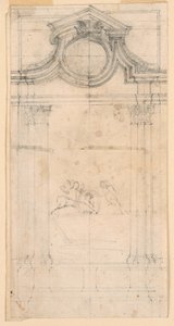 Kresba, Návrh sepulkrálního pomníku pro klášter, asi 1745 od Carlo Marchionni