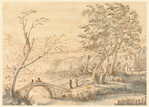 Kresba, Krajina s mostem, 1770-1786 od Carlo Marchionni