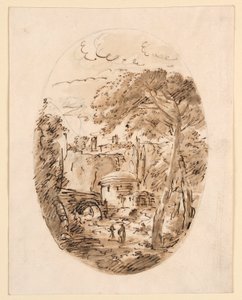 Kresba, Krajina s jezdcem a mostem, 1750-1786 od Carlo Marchionni