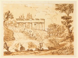 Kresba, Krajina s ruinami chrámu, 1770-1786 od Carlo Marchionni