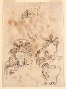 Kresba, náčrty rámů a rozet, 1758-69 od Carlo Marchionni