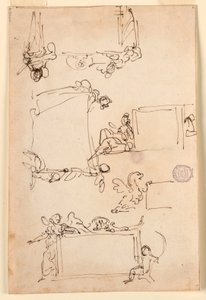 Kresba, Náčrtky pro tabulku, asi 1750 od Carlo Marchionni