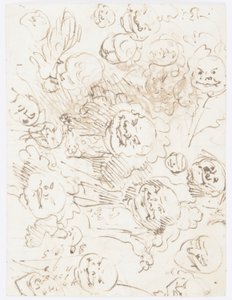 Kresba, studie hlav, 1760-80 od Carlo Marchionni