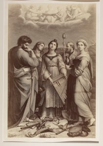 „Extáze sv. Cecílie“, mědiryt neznámého autora podle obrazu Rafaela (1483–1520)