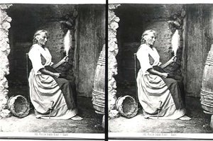 Old Woman Spinning, Capri, cca 1865 (č/b foto)