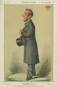 hrabě z Shaftesbury, není žádný jako ostatní muži, protože ho nikdy neovlivní motiv večírku, 13. listopadu 1869, karikatura Vanity Fair od Carlo Pellegrini