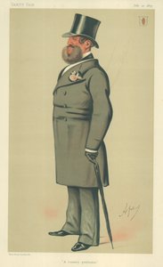 Sir Henry Josias Stracey, venkovský gentleman, 10. července 1875, karikatura Vanity Fair od Carlo Pellegrini