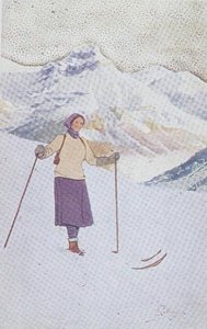 Lyžař na svazích Engelberg, Švýcarsko (barva lito) od Carlo Pellegrini