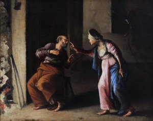 Zapírání svatého Petra. Obraz Carlo Saraceni (1579-1620). Olej na plátně. Rozměr: 38 x 48 cm. Musee Granet, Aix en Provence. od Carlo Saraceni