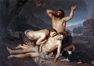 Adam a Eva truchlí nad Ábelovou smrtí. od Carlo Zatti