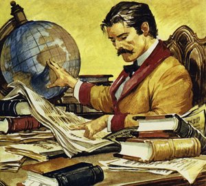 Schweitzer se dočetl, že v Kongu je nedostatek pracovníků (barevná litografie)