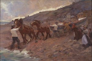 Spuštění záchranného člunu na vodu (olej na plátně) od Caroline St Clair Graham
