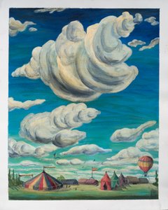 Velké mraky nad cirkusovými stany, 1992 (olej na papíře) od Carolyn Hubbard Ford