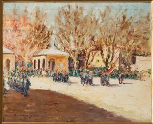 Militar Procession (olej na kartonu)